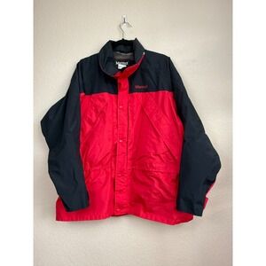 VTG Marmot Mens Shell Jacket Gore Tex Ski Nylon Red Black Colorblock Snow XL